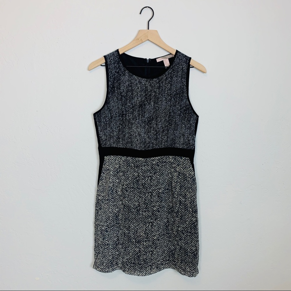 🪴$5/25🪴 NWOT Herringbone Sleeveless Sheath Dress Gray Black White Medium F21